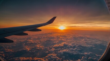 Sunset Sunrise through the airplane window