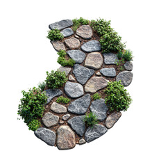 Rock pathway design garden landscape aesthetic nature isolated on transparent background