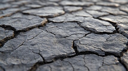 Cracked earth texture in arid land background showing drought surface closeup