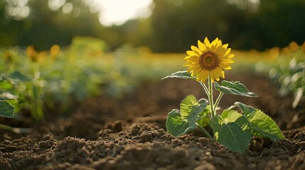 Sunflower Field in Summer for Agricultural and Nature Photography.