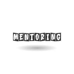 Mentoring word sign icon with shadow