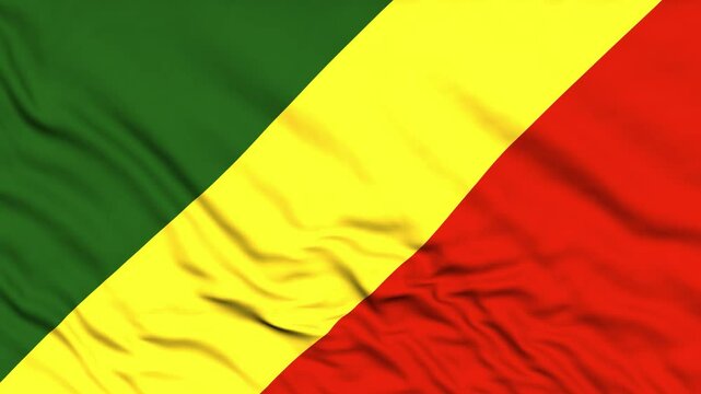 National flag of Congo brazzaville. Seamless flag Congo brazzaville  waving in the wind