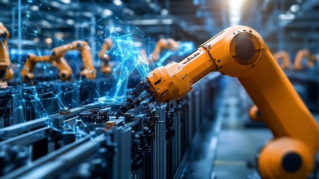 A robotic arm assembling precision AI powered robotic arms for space station maintenance in a space lab, integrating AI and sensors for precise repair tasks in outer space, Space-tech style