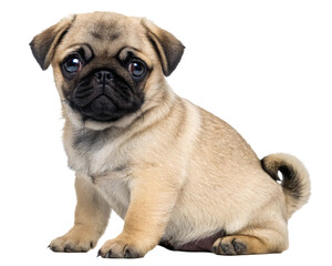 Obraz premium Pug puppy sitting isolated on transparent background 
