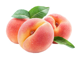 Fresh peaches harvested in orchard juicy fruits natural isolated on transparent background