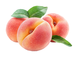 Fresh peaches harvested in orchard juicy fruits natural isolated on transparent background