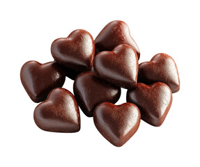 Delicious heart-shaped chocolate treats for valentine's day celebration isolated on transparent background
