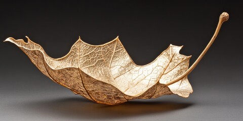 Fototapeta premium A Golden Leaf Sculpture: Intricate Detail and Elegant Form in Studio Photography