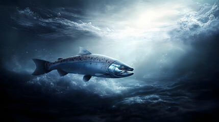 Naklejka premium Mysterious fish underwater storm