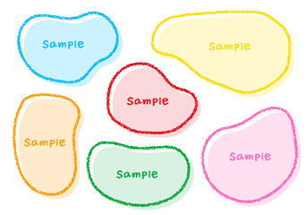 手描きのクレヨン素材　ラフな形のフレームセット