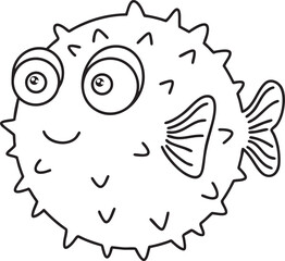 Simple drawing of pufferfish outline