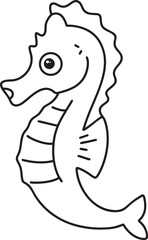 Simple seahorse cartoon drawing outline © Siti Fatonah
