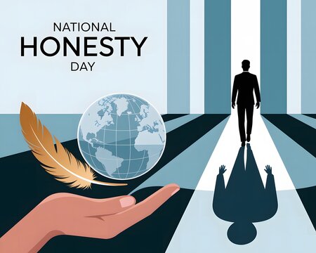 National Honesty Day: A Man Walks Towards Integrity, Supported by Global Values