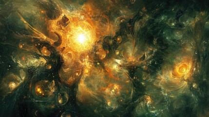 Cosmic Nebula: A Kaleidoscope of Celestial Fire and Dark Matter