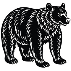 Walking Silhouette Bear Clipart, Black Bear Illustration, Wild Animal Vector, Isolated