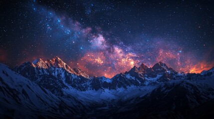 A beautiful night sky with a mountain range in the background © Gulnaz