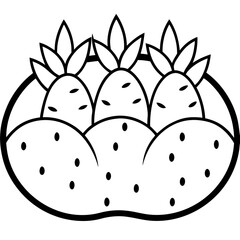 Vector silhouette of a potato patch with visible plant tops