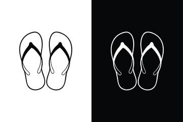 Flip Flops Pixel Vector. Simple Line Icons in Black and White