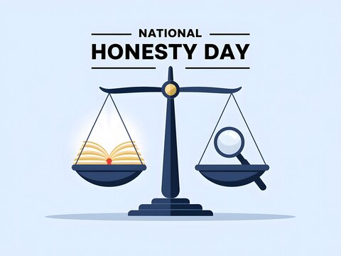 National Honesty Day concept: Balance of truth and scrutiny.
