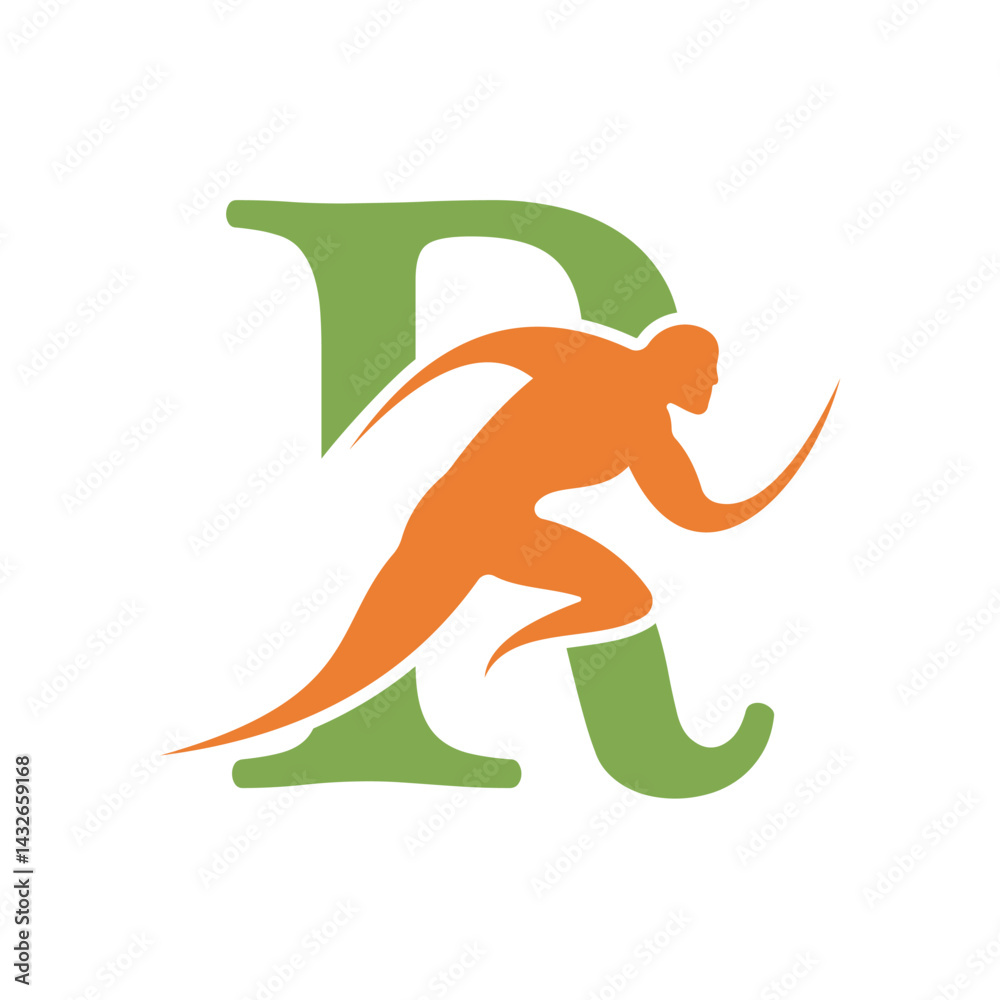 Fototapete initial running logo combine with letter r vector template