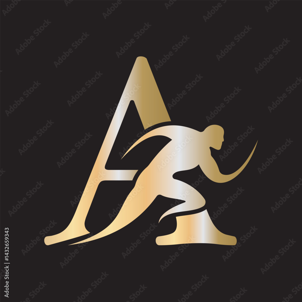 Fototapete initial running logo combine with letter f vector template