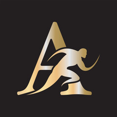 Initial Running Logo combine with letter F vector template