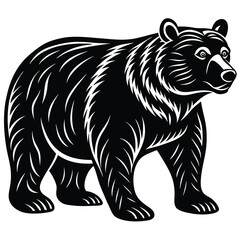 Bold Black Bear Silhouette Majestic Wild Animal Detailed Fur Patterned