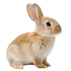 Obraz premium Cute Tan Rabbit Sitting Isolated in Transparent Background