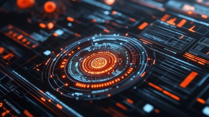 Fototapeta premium Futuristic HUD interface activating, digital data streams