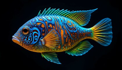 Fototapeta premium Detailed Tropical Fish Swimming with Vibrant Colors and Patterns