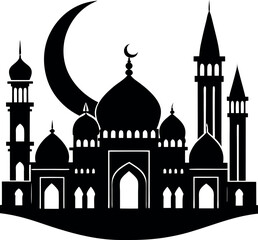 Mosque Silhouette Vector | Islamic Architecture, Dome & Minaret