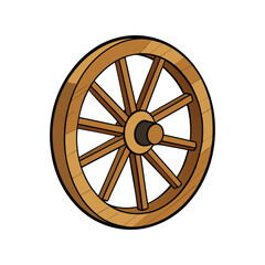 Obraz premium Wooden Wheel Vector Illustration, Vintage Cartwheel Clipart for Rustic Design, Farm Equipment Graphic