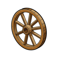 Obraz premium Wooden Wheel Vector Illustration, Vintage Cartwheel Clipart for Rustic Design, Farm Equipment Graphic