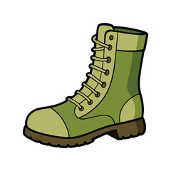 Military Boots Vector Illustration, Tactical Army Footwear Clipart