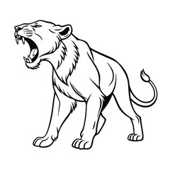 Obraz premium Majestic Lion Head in Detailed Line Art vector illustration