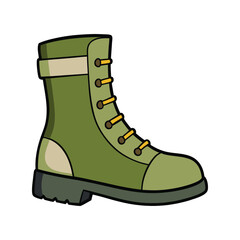 Military Boots Vector Illustration, Tactical Army Footwear Clipart