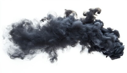 Abstract Dark Gray Smoke Cloud on White Background