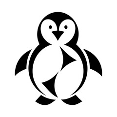Silhouette icon of a cute walking penguin vector illustration