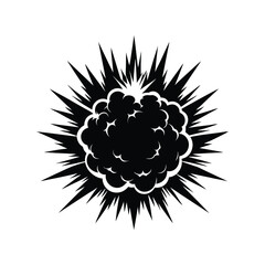 Explosion Silhouette Black Vector Illustration, Blast Fire Danger Clipart, Destruction Impact Design Art