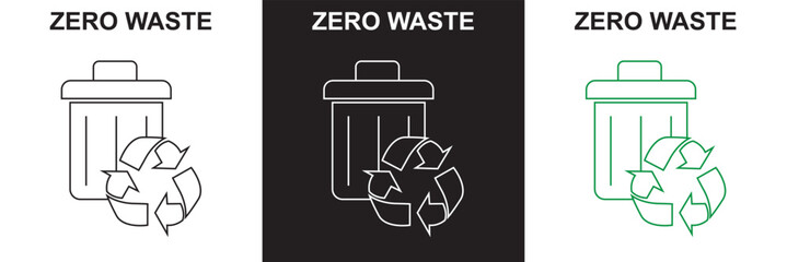Fototapeta premium Zero Waste icons . waste management, composting, trash, pollution, waste sorting etc. Vector for websites, mobile interfaces, presentations, banner, visual branding etc. EPS 10