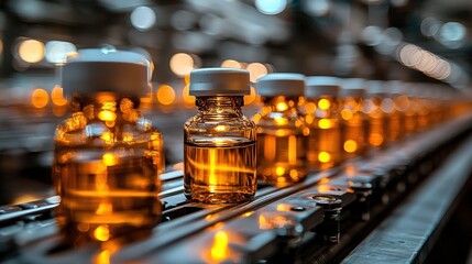 In the heart of a pharmaceutical factory, sleek, white medical vials, like tiny glass vials, zipped along a robotic production line, guided by the steady hum of pharmaceutical machines 