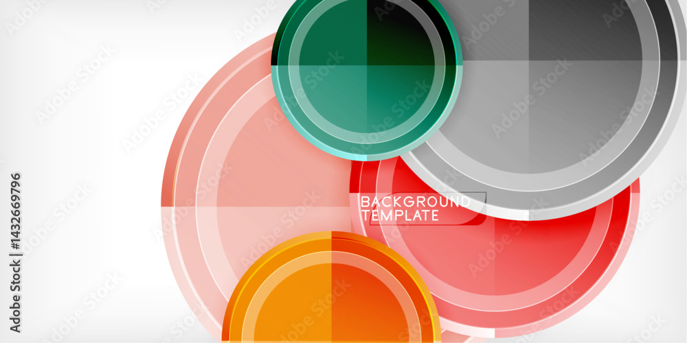 Aufkleber abstract circles overlap, creating vibrant red, orange, green, gray layers. modern design element fo