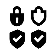 Security shield and shield check set. Protect shield icons. Security shield sign vector illustration, Lock security icon, Set of security shield icons, securityshields symbols with check .