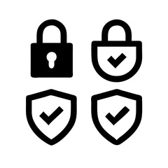 Security shield and shield check set. Protect shield icons. Security shield sign vector illustration, Lock security icon, Set of security shield icons, securityshields symbols with check .