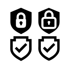 Security shield and shield check set. Protect shield icons. Security shield sign vector illustration, Lock security icon, Set of security shield icons, securityshields symbols with check .