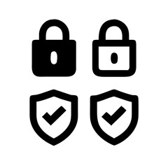 Security shield sign vector illustration, Lock security icon, Set of security shield icons, securityshields symbols with check mark and padlock, Shield security icon, Safety, protection sign
