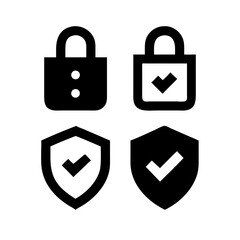 Security shield sign vector illustration, Lock security icon, Set of security shield icons, securityshields symbols with check mark and padlock, Shield security icon, Safety, protection sign
