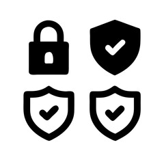 Security shield sign vector illustration, Lock security icon, Set of security shield icons, securityshields symbols with check mark and padlock, Shield security icon, Safety, protection sign
