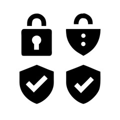 Security shield sign vector illustration, Lock security icon, Set of security shield icons, securityshields symbols with check mark and padlock, Shield security icon, Safety, protection sign
