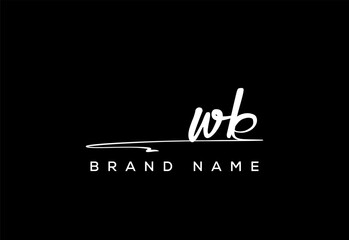 WB letter beauty handwriting vector logo.